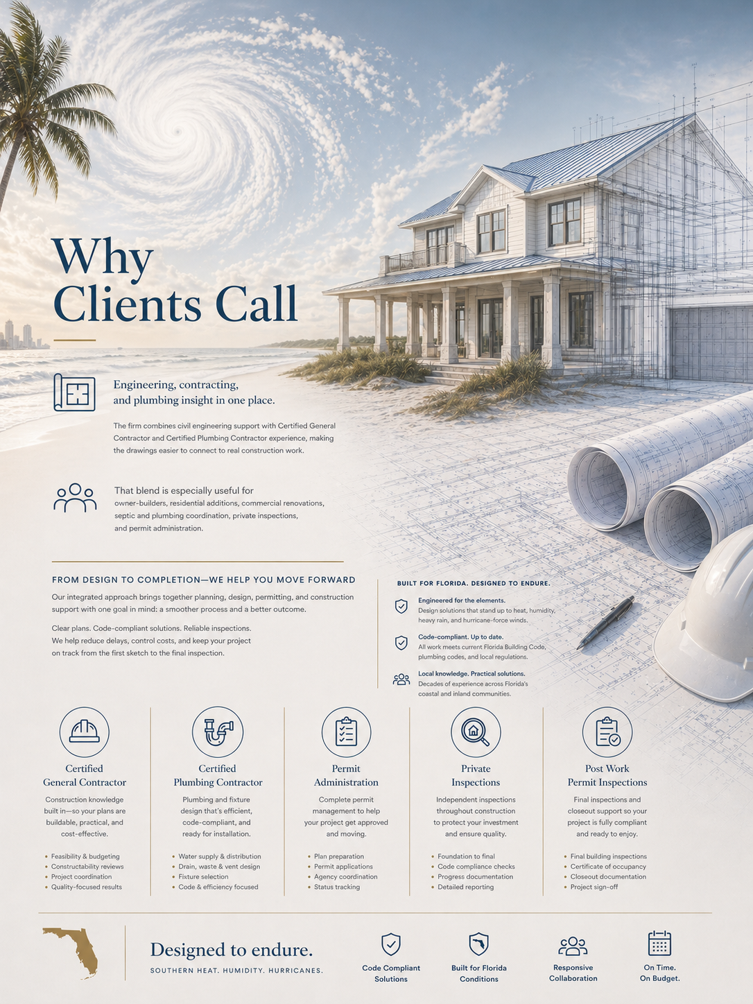 Why clients call Southern Engineering Services: engineering, contracting, and plumbing insight in one place. Certified General Contractor and Certified Plumbing Contractor.